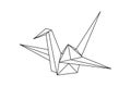 Origami paper crane bird. Geometric line shape for art of folded paper. Japanese origami. Vector